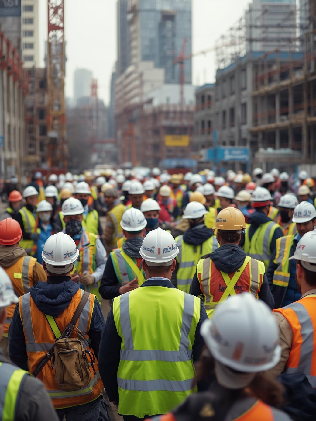 Construction site with workers